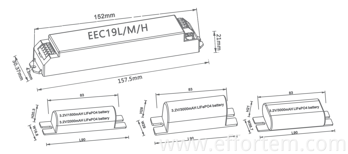 Plug-in battery LED emergency modules